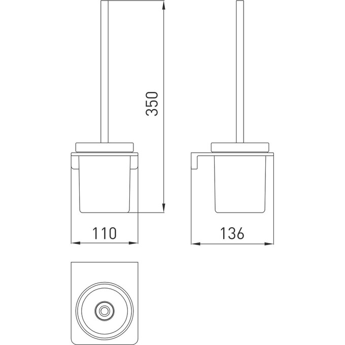 Йоржик для унітазу Volle Solo Pistola Negro 2510.250106 (графіт, настінний), Колір виробника: графіт, фото , изображение 2