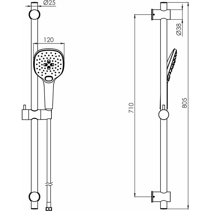 Душевой гарнитур Volle Cascada B70 Black Matt 1586.170304 (черный матовый), Цвет производителя: черный матовый, фото 2