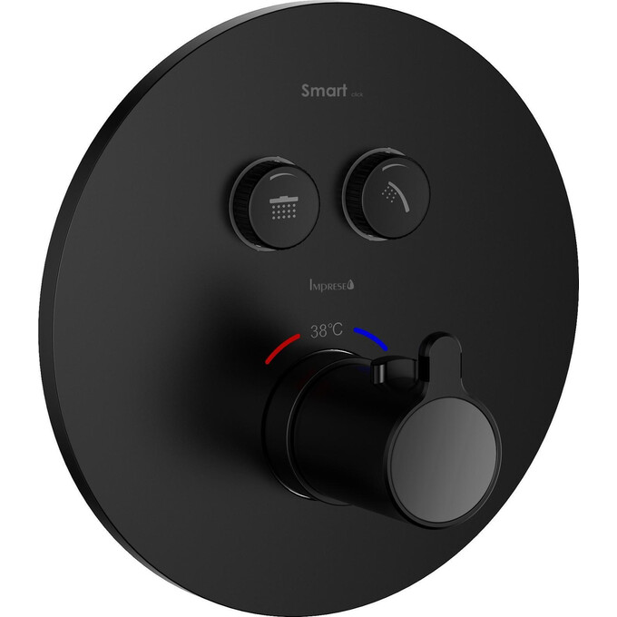 Смеситель скрытого монтажа для душа с термостатом Imprese Smart Click Black Matt ZMK101901238 (черный матовый, внутренняя часть в комплекте), Цвет производителя: черный матовый, фото 