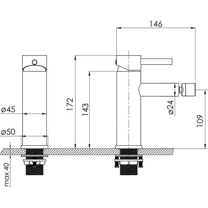 Смеситель для ванны Volle Cruze Black Matt 1547.030104 (черный матовый), Цвет производителя: черный матовый, фото 3