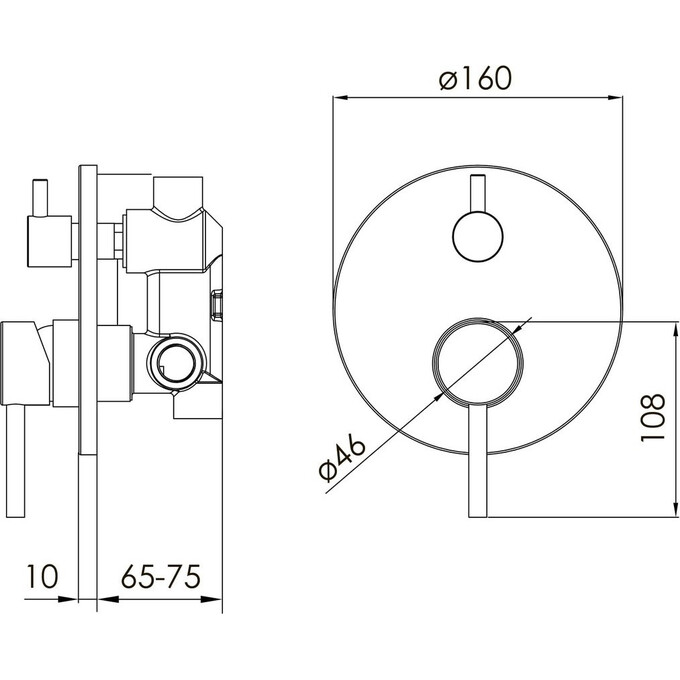 Змішувач прихованого монтажу для ванни Volle Cruze Black Matt 1547.030204 (чорний матовий, внутрішня частина в комплекті), Колір виробника: чорний матовий, фото , изображение 2