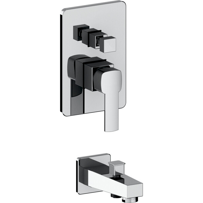 Змішувач прихованого монтажу для ванни Volle Sota Chrome 1538.100301 (з виливом, внутрішня частина в комплекті), фото 