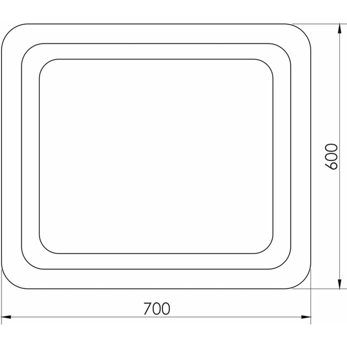 Зеркало для ванной комнаты Volle Luna Tanga 1648.52116700 (70x60 см, с подсветкой по контуру, с кнопочным выключателем), Доступные размеры: 70 x 60, фото 4