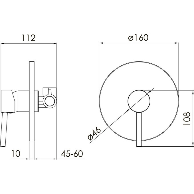 Змішувач прихованого монтажу для душу Volle Cruze Chrome 1547.100201 (хром, внутрішня частина в комплекті), Колір виробника: хром, фото , изображение 2