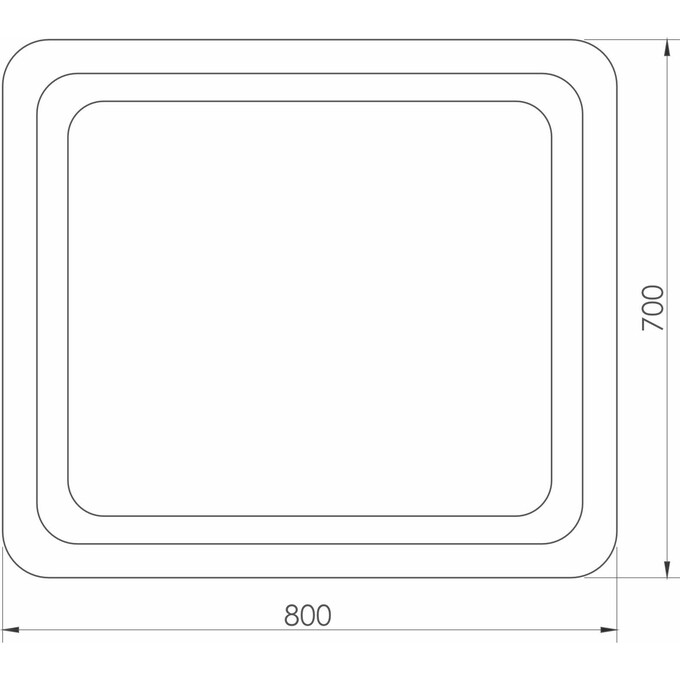 Зеркало для ванной комнаты Volle Luna Tanga 1648.52118700 (80x70 см, с подсветкой по контуру, с кнопочным выключателем), Доступные размеры: 80 x 70, фото 4
