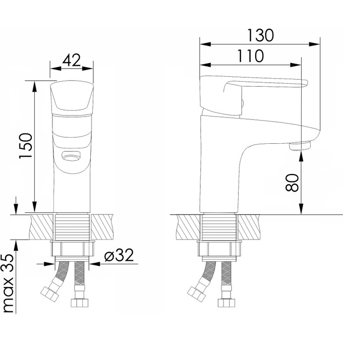 Смеситель для умывальника Volle Trajan Chrome 1545.010101, фото 3