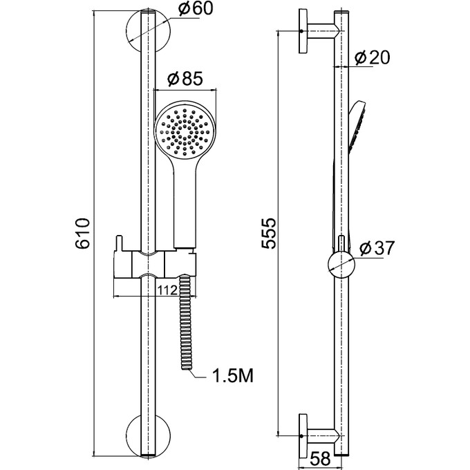 Смеситель для ванны Imprese Witow Chrome SET20230903 (10080+6008501, с душевым гарнитуром), фото 4