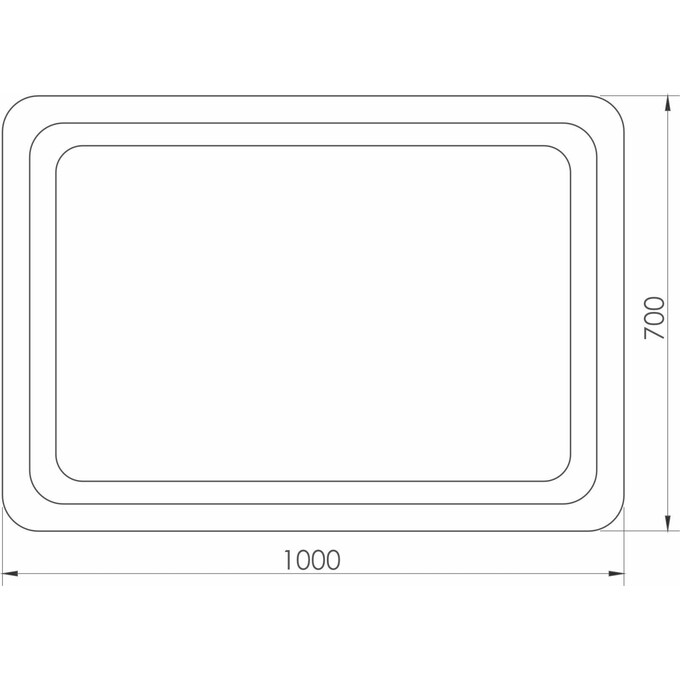 Зеркало для ванной комнаты Volle Luna Tanga 1648.52111700 (100x70 см, с подсветкой по контуру, с кнопочным выключателем), Доступные размеры: 100 x 70, фото 4