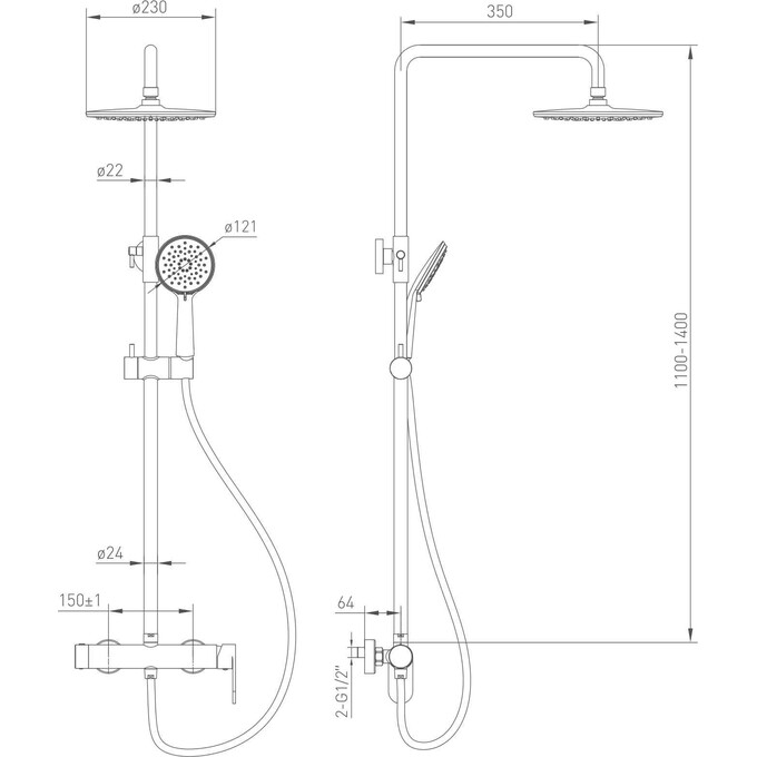 Душевая система Volle Sistema E Chrome 1580.091101, фото 2
