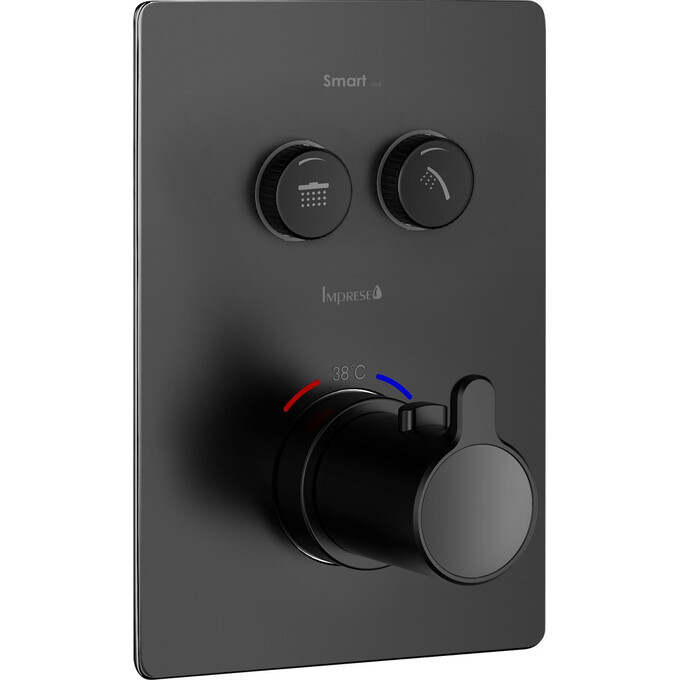 Смеситель скрытого монтажа для душа с термостатом Imprese Smart Click Black Matt ZMK101901240 (черный матовый, внутренняя часть в комплекте), Цвет производителя: черный матовый, фото 