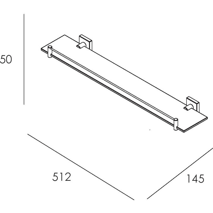 Полка в ванную Imprese Bilovec Black Matt 161255B (51.2x14.5 см, черная матовая, настенная), Цвет производителя: черный матовый, фото 2