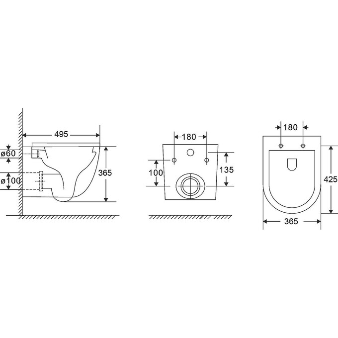 Комплект унитаз с инсталляцией 4 в 1: подвесной унитаз с сиденьем Imprese Rozkos Twist c06310103 + инсталляция Volle Master 141919 + белая клавиша + звукоизоляционная прокладка + крепление к стене, фото 4