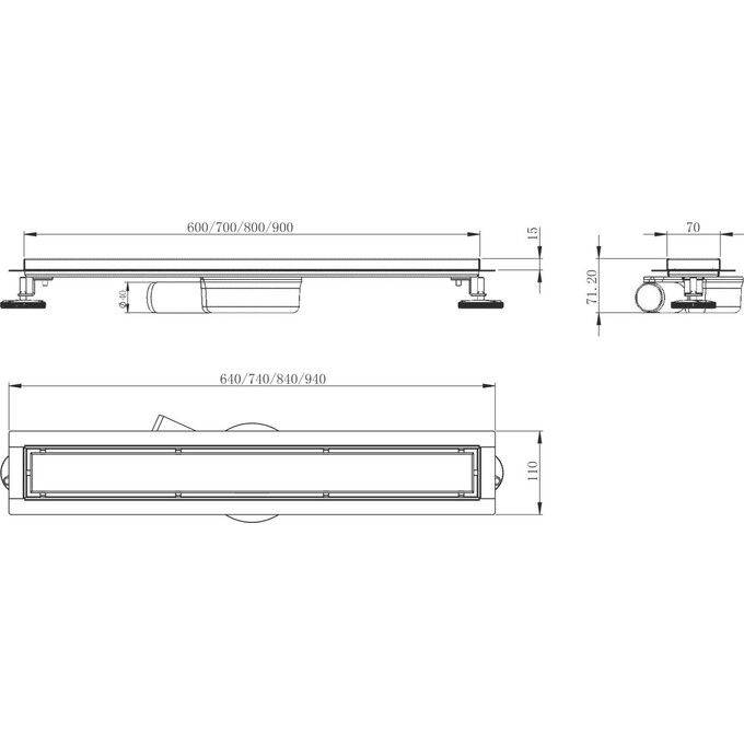 Душевой трап Volle Master Linea Onda Chrome 9046.210414 (60 см, хром), Цвет производителя: хром, Доступные размеры: 60, фото 3