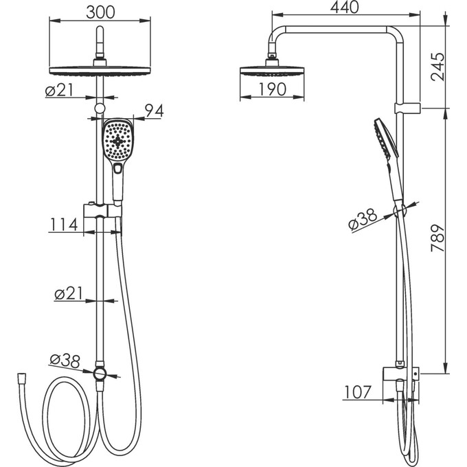Душевая система Imprese Bila Desne Chrome T-00300SQ (без смесителя), фото 2