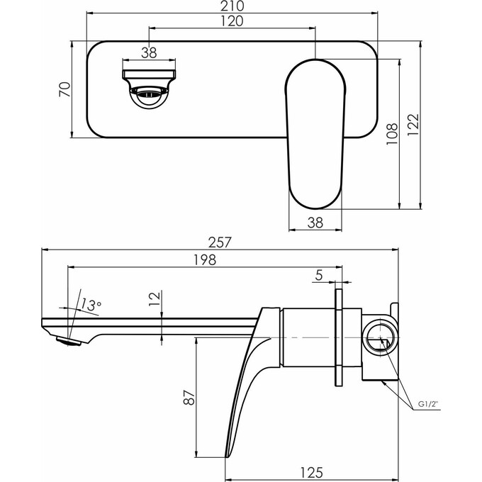 Смеситель скрытого монтажа для умывальника Imprese Perla Chrome f03508001CC (внутренняя часть в комплекте), фото 2