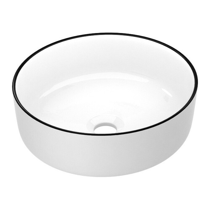 Умывальник Imprese Black Edge i11094 (41 см, белый глянцевый с черным бортиком, чаша), фото 