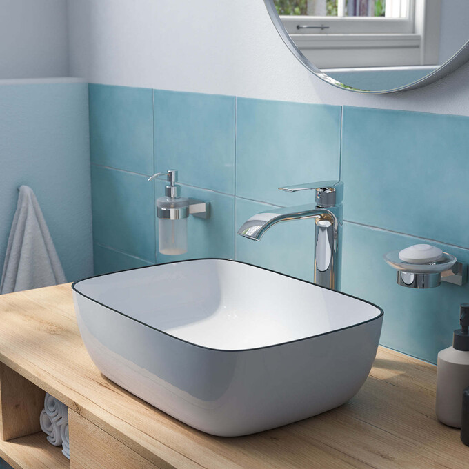 Умывальник Imprese Black Edge i11097 (45x32 см, белый глянцевый с черным бортиком, чаша), Доступные размеры: 45 x 32, фото 2