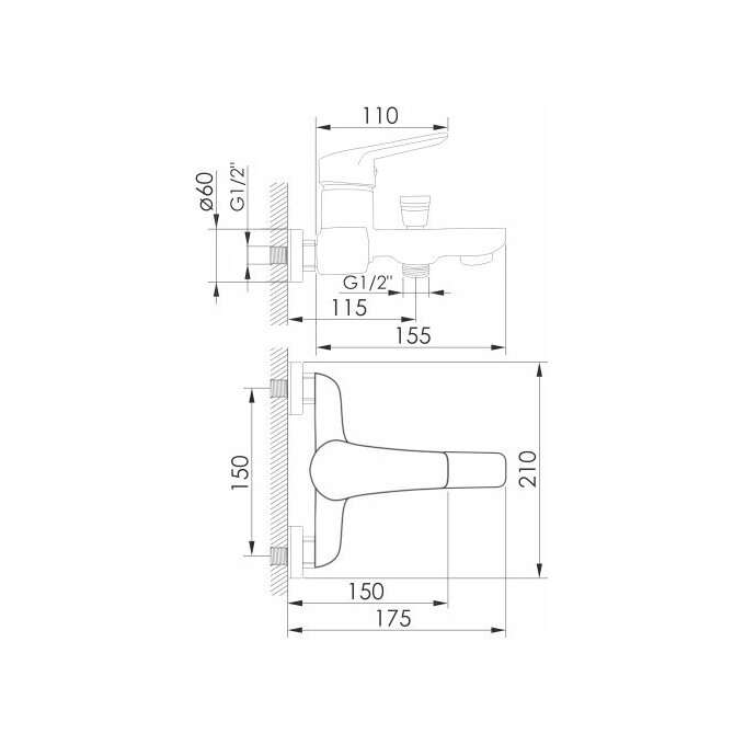 Змішувач для ванни Imprese Krasa Chrome f03208601AA, фото , изображение 5