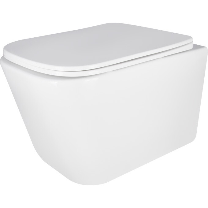 Комплект унитаз с инсталляцией 4 в 1 Qtap QT05335171W45127: подвесной унитаз с сиденьем Crow QT05335171W + инсталляция Nest ST QT0133M425 + клавиша смыва Nest QT0111M06029SAT + звукоизоляционная прокладка, фото 3