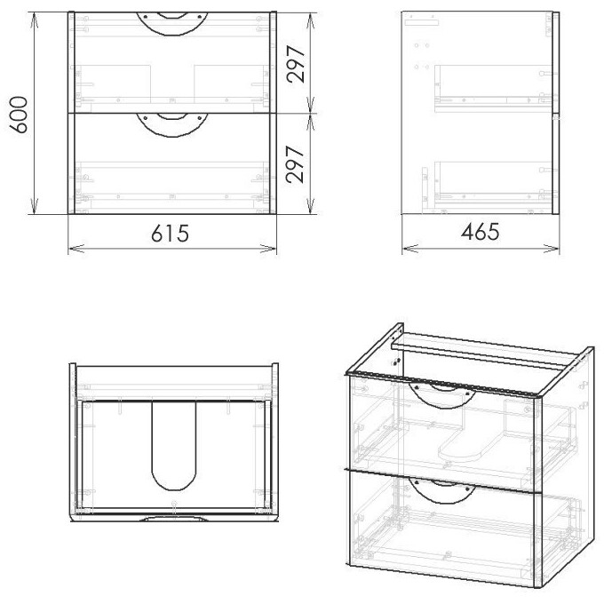 Тумба с умывальником Imprese Nova Vlna M f32003B (60 см, черная матовая, подвесная), Доступные размеры: 60, Цвет производителя: черный матовый, фото 3