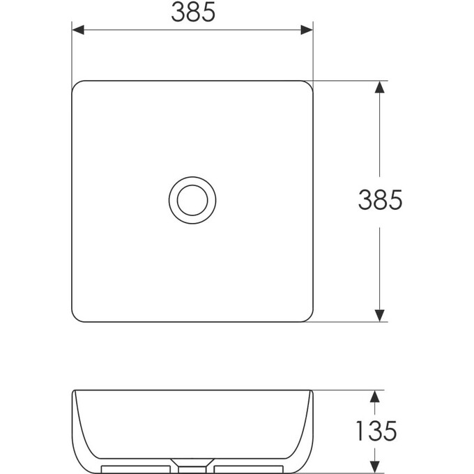 Умывальник Imprese Black Edge i11095 (38x38 см, белый глянцевый с черным бортиком, чаша), Доступные размеры: 38 x 38, фото 3