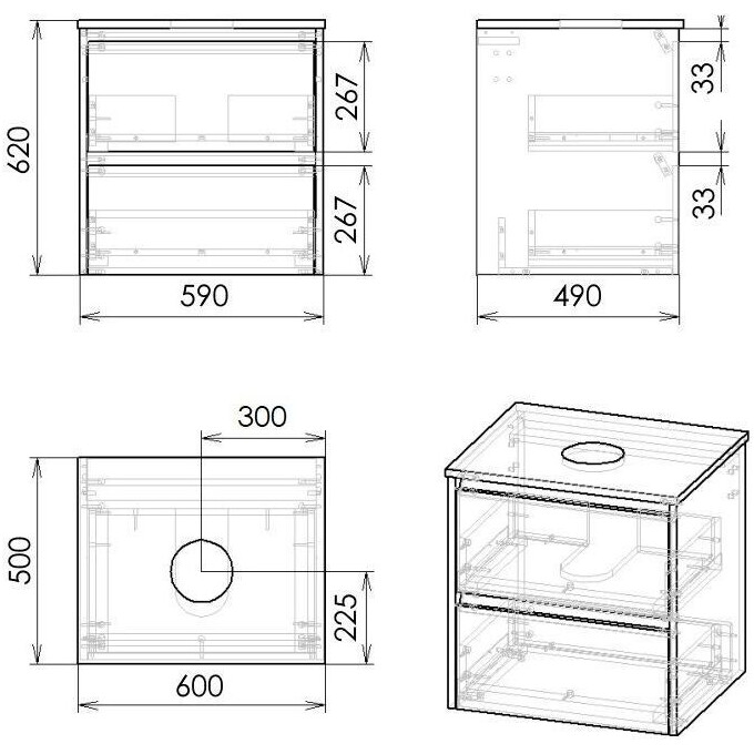 Тумба с умывальником Imprese Netka f3201Dr (60 см, дуб, подвесная), Доступные размеры: 60, Цвет производителя: дуб, фото 4