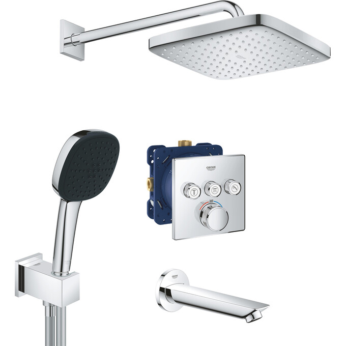 Душова система з термостатом Grohe QuickFix Grohtherm SmartControl&Vitalio Comfort 250 UA202802C3 (прихованого монтажу, з виливом), фото 