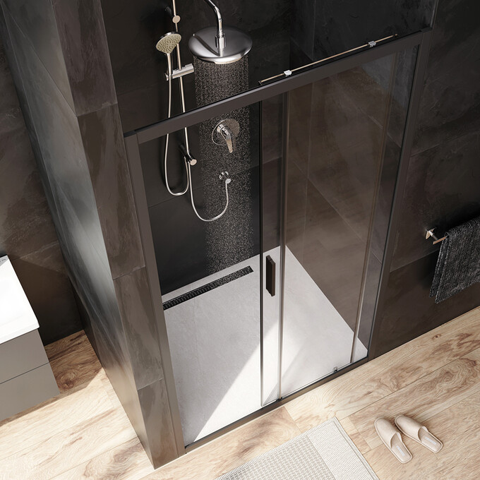 Душевая дверь Am.Pm Gem Solo Slide W90UG-110-1S-195BT (110 см, стекло прозрачное, профиль черный матовый), Доступные размеры: 110, Цвет производителя: черный матовый, фото 4