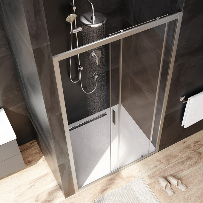 Душевая дверь Am.Pm Gem Solo Slide W90UG-110-1S-195MT (110 см, стекло прозрачное, профиль хром матовый), Доступные размеры: 110, Цвет производителя: сатин (хром матовый), фото 3