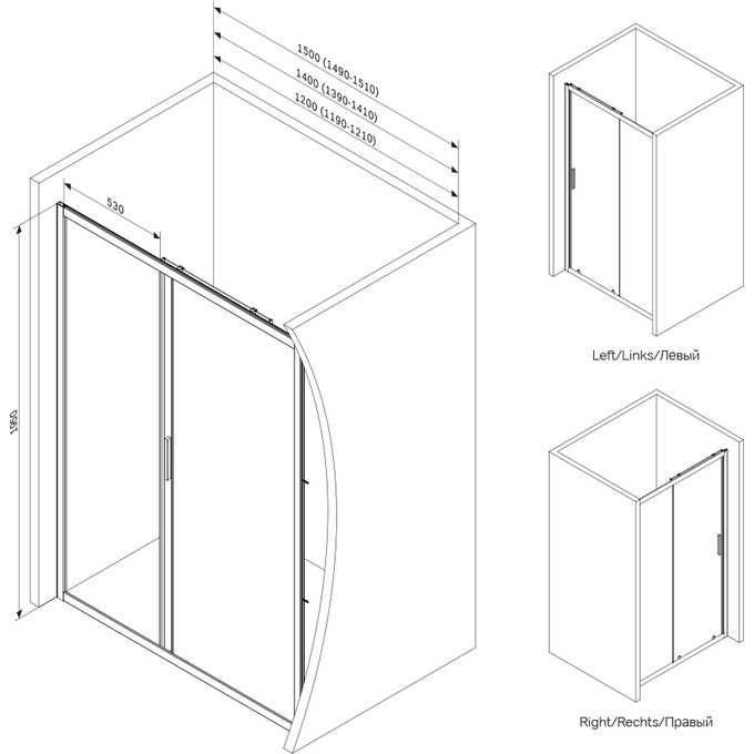 Душевая дверь Am.Pm Gem Solo Slide W90UG-120-1S-195BT (120 см, стекло прозрачное, профиль черный матовый), Доступные размеры: 120, Цвет производителя: черный матовый, фото 6