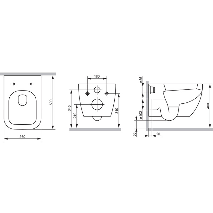 Безободковый подвесной унитаз Am.Pm Gem FlashClean C901701SC (с сиденьем), фото 14