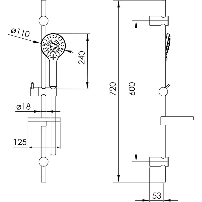 Смеситель для ванны Imprese Modus Chrome f04008201MD (f03208201SR+t03800101SR, с душевым гарнитуром), фото 4