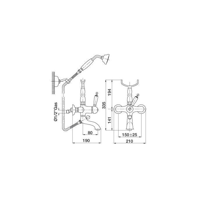 Смеситель для ванны й душа Bugnatese Oxford OXBR6300, фото 2