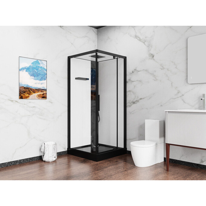 Душевой бокс Damixa Gala Square Pivot 53WC-404-090BT (90x90 см, с черным поддоном Slim), фото 2