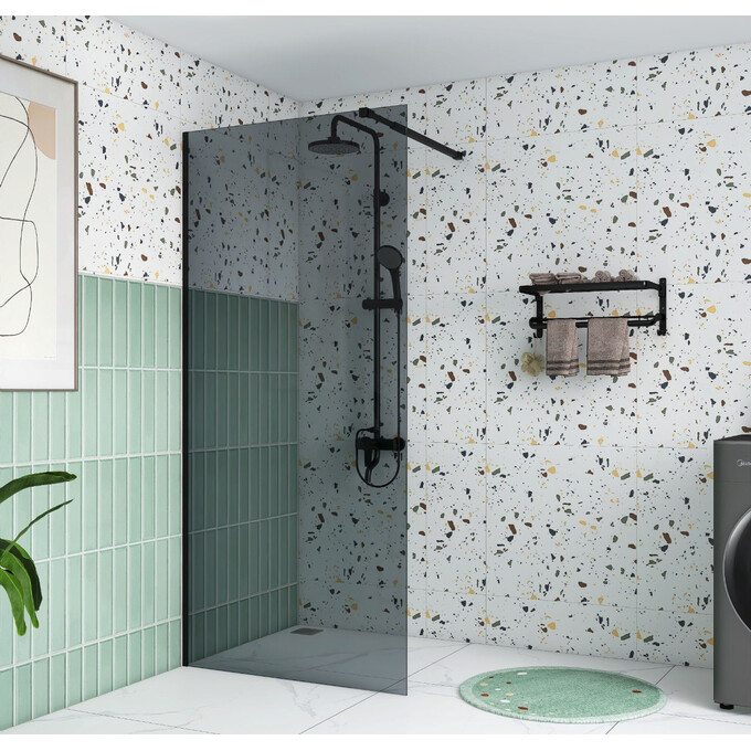 Душевая перегородка Damixa Gala Walk-IN 53WG-wall-100195BG (100 см, стекло тонированное, профиль черный), фото 