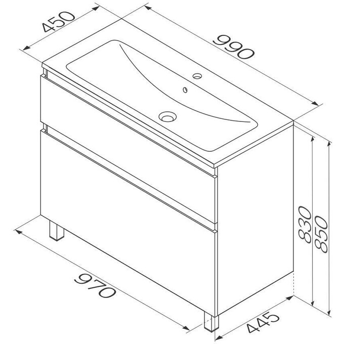 Тумба с раковиной Am.Pm X-Joy S MTA-FSX1002WG-WCC1002WG (100 см, белая глянцевая, напольная), Доступные размеры: 100, фото 11