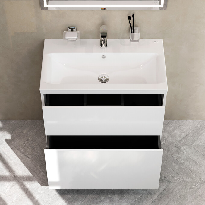 Тумба с раковиной Am.Pm Gem MGA-FSX07522WG-WCC0752WG (75 см, белая глянцевая, напольная), Доступные размеры: 75, фото 3