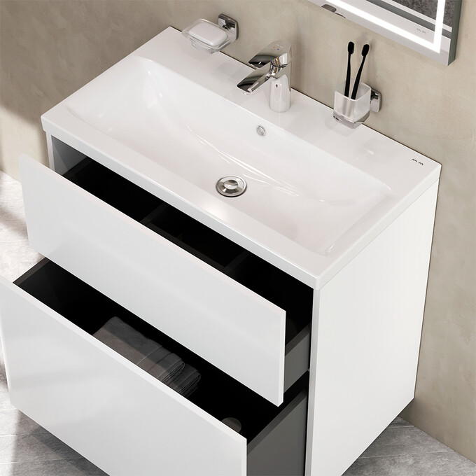 Тумба с раковиной Am.Pm Gem MGA-FSX07522WG-WCC0752WG (75 см, белая глянцевая, напольная), Доступные размеры: 75, фото 4