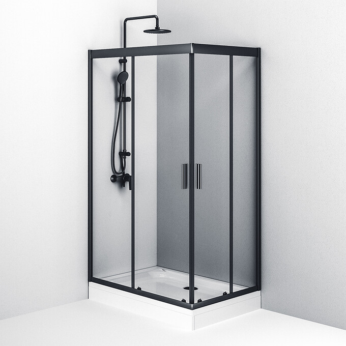 Душевая кабина Am.Pm Gem Square Slide W90UG-404-120280-BT (120x80 см, стекло прозрачное, профиль черный матовый), Доступные размеры: 120 x 80, Цвет производителя: черный матовый, фото 5