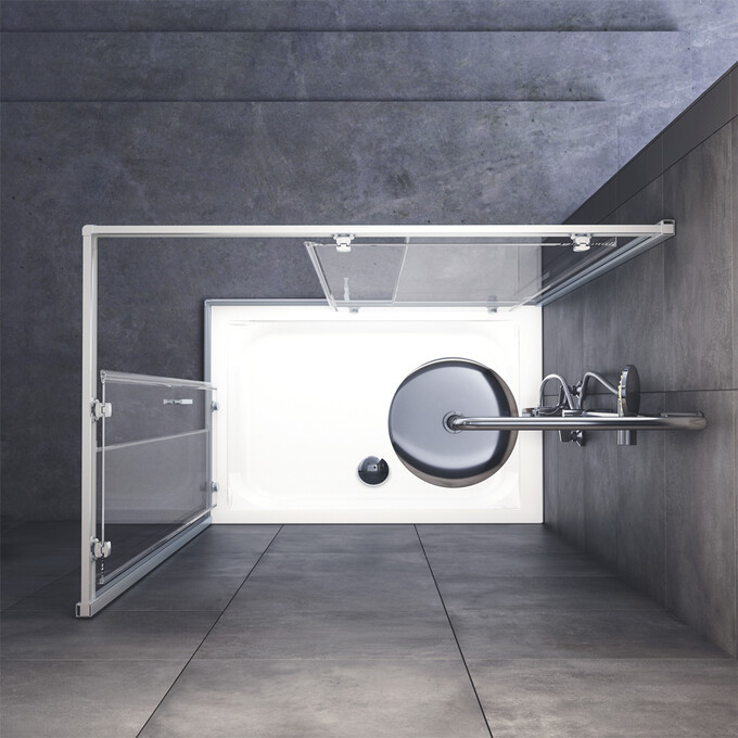 Душевая кабина Am.Pm Gem Square Slide W90UG-404-120280-MT (120x80 см, стекло прозрачное, профиль хром матовый), Доступные размеры: 120 x 80, Цвет производителя: сатин (хром матовый), фото 4