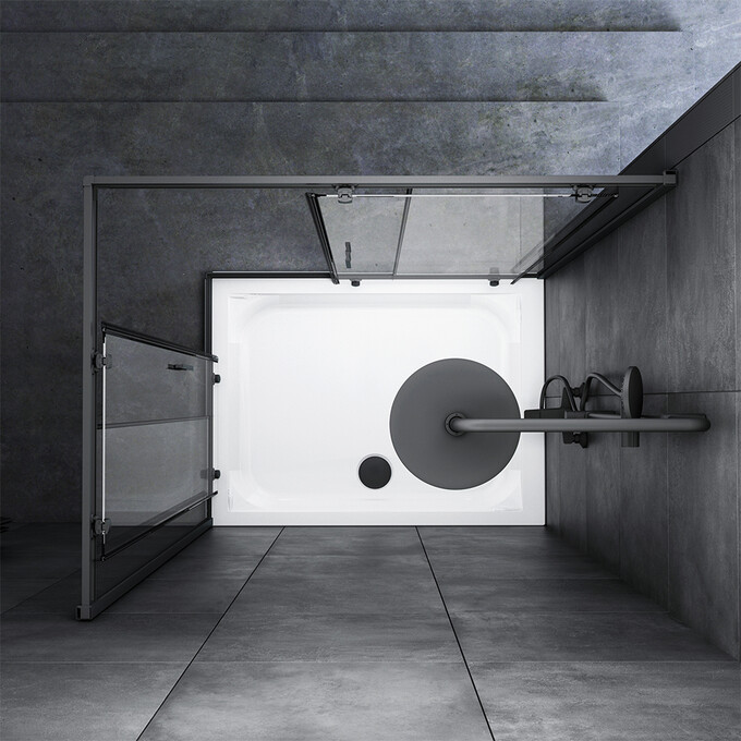 Душевая кабина Am.Pm Gem Square Slide W90UG-404-120290-BT (120x90 см, стекло прозрачное, профиль черный матовый), Доступные размеры: 120 x 90, Цвет производителя: черный матовый, фото 4