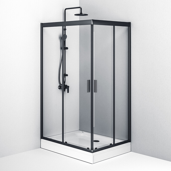 Душевая кабина Am.Pm Gem Square Slide W90UG-404-120290-BT (120x90 см, стекло прозрачное, профиль черный матовый), Доступные размеры: 120 x 90, Цвет производителя: черный матовый, фото 5