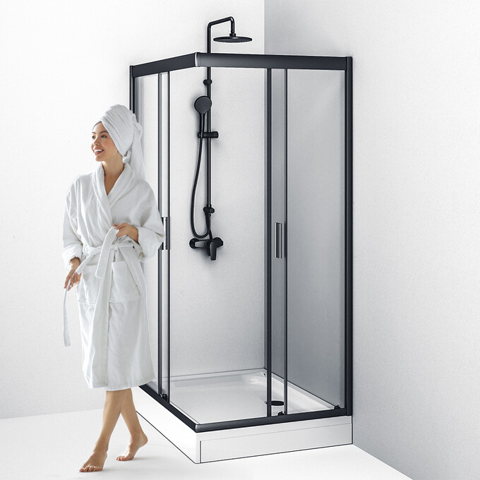 Душевая кабина Am.Pm Gem Square Slide W90UG-404-120290-BT (120x90 см, стекло прозрачное, профиль черный матовый), Доступные размеры: 120 x 90, Цвет производителя: черный матовый, фото 6