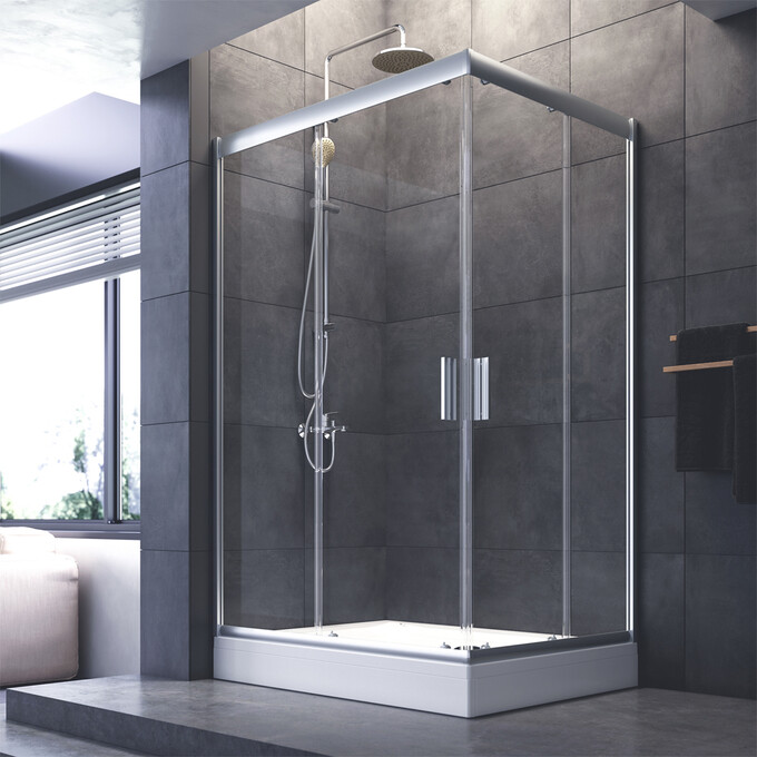 Душевая кабина Am.Pm Gem Square Slide W90UG-404-120290-MT (120x90 см, стекло прозрачное, профиль хром матовый), Доступные размеры: 120 x 90, Цвет производителя: сатин (хром матовый), фото 2