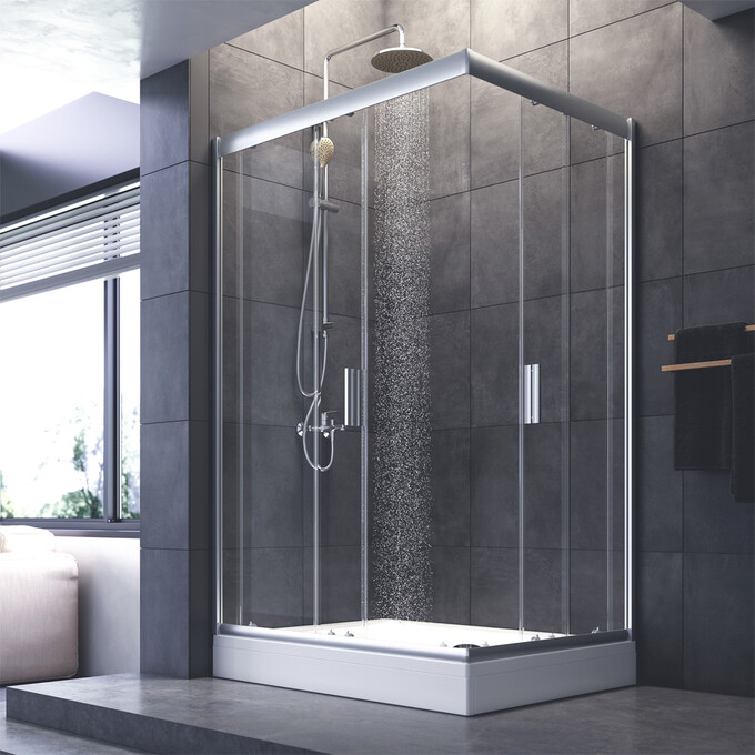 Душевая кабина Am.Pm Gem Square Slide W90UG-404-120290-MT (120x90 см, стекло прозрачное, профиль хром матовый), Доступные размеры: 120 x 90, Цвет производителя: сатин (хром матовый), фото 3