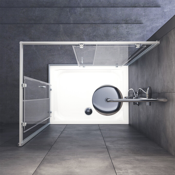 Душевая кабина Am.Pm Gem Square Slide W90UG-404-120290-MT (120x90 см, стекло прозрачное, профиль хром матовый), Доступные размеры: 120 x 90, Цвет производителя: сатин (хром матовый), фото 4