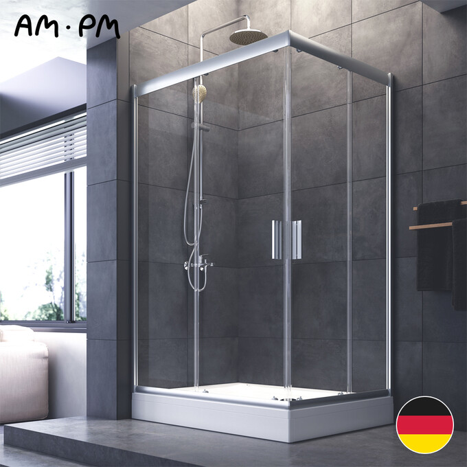 Душевая кабина Am.Pm Gem Square Slide W90UG-404-120290-MT (120x90 см, стекло прозрачное, профиль хром матовый), Доступные размеры: 120 x 90, Цвет производителя: сатин (хром матовый), фото 7