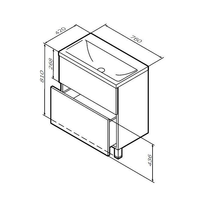 Тумба с раковиной Am.Pm Gem MGA-FSX07522WG-WCC0752WG (75 см, белая глянцевая, напольная), Доступные размеры: 75, фото 11