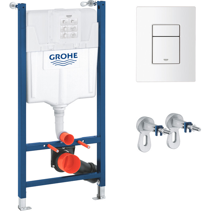 Инсталляция для унитаза 3 в 1 Grohe QuickFix Solido 38971000+38966SH0 (с клавишей смыва и креплением к стене), фото 