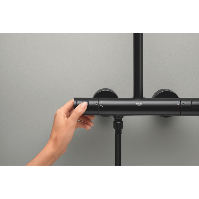 Душевая система с термостатом Grohe QuickFix Vitalio Comfort 250 266962431 (черная матовая), Цвет производителя: черный матовый, фото 9